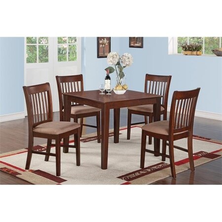 East West Furniture OXNO5-MAH-C 5 Piece Kitchen Table Set- Square Table and 4 Dining Chairs OXNO5-MAH-C
